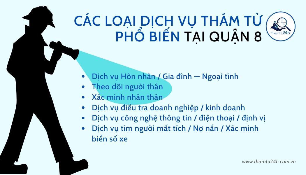Các loại dịch vụ thám tử Quận 8 TPHCM