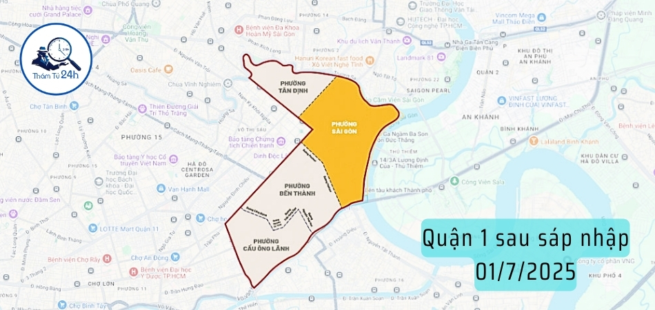 Quận 1 sau sáp nhập mới nhất