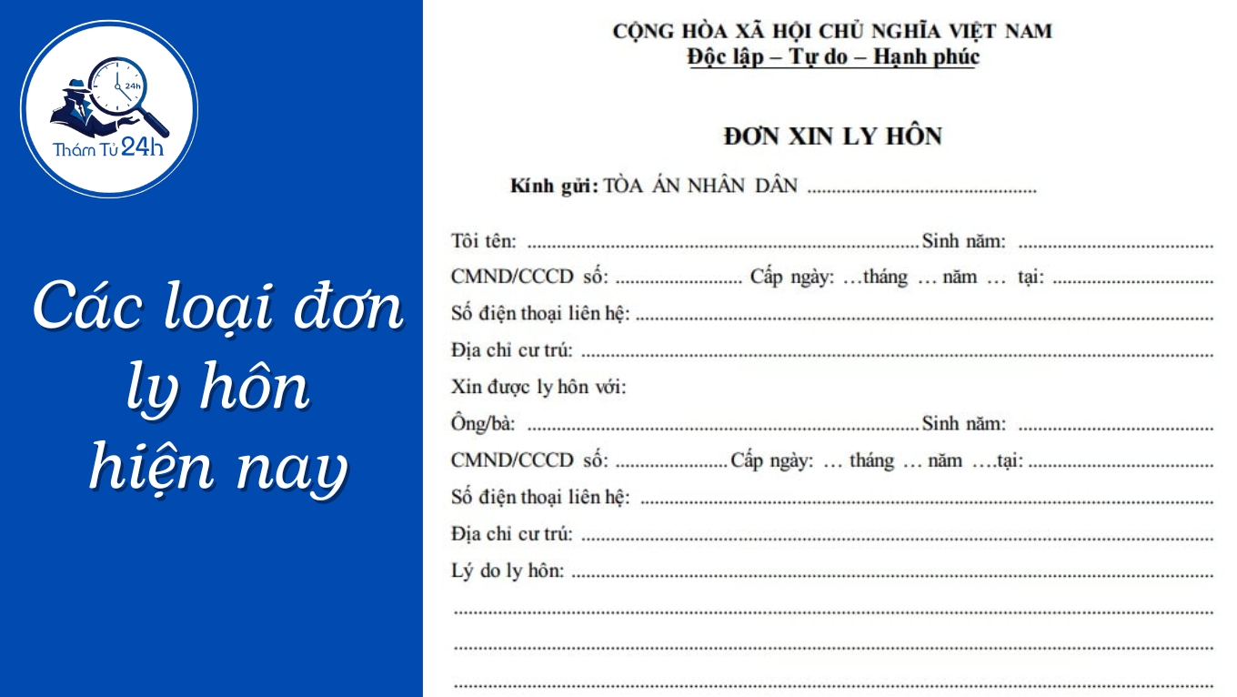 Các loại đơn ly hôn hiện nay